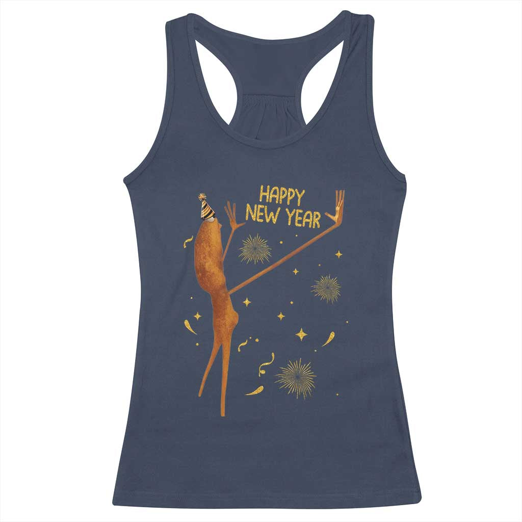 Funny Marcus The Worm New Year Racerback Tank Top Happy New Year NYE Party Firework TS11 Navy Print Your Wear