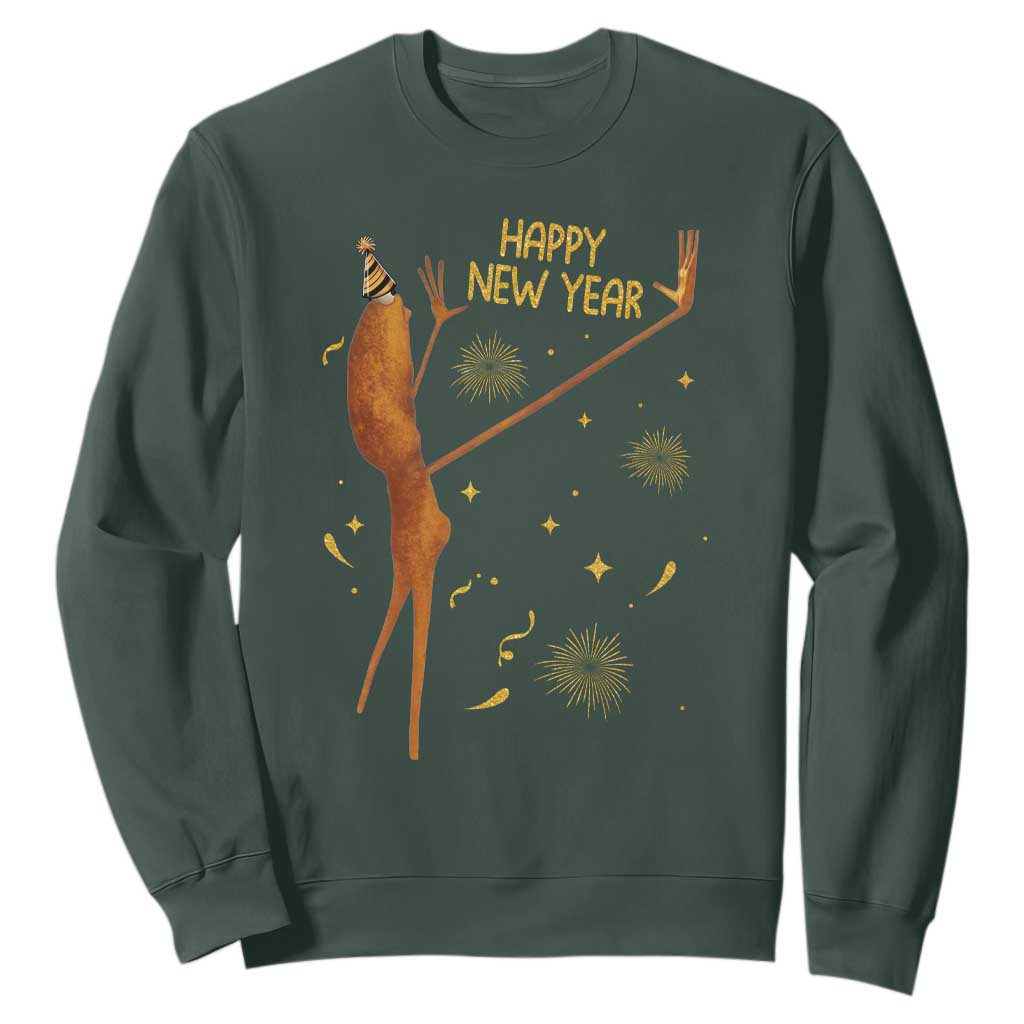 Funny Marcus The Worm New Year Sweatshirt Happy New Year NYE Party Firework TS11 Dark Forest Green Print Your Wear