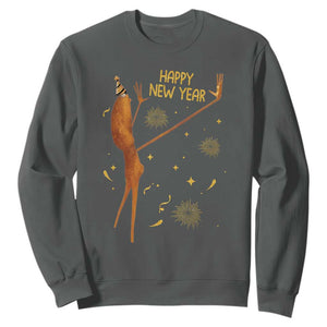 Funny Marcus The Worm New Year Sweatshirt Happy New Year NYE Party Firework TS11 Dark Heather Print Your Wear