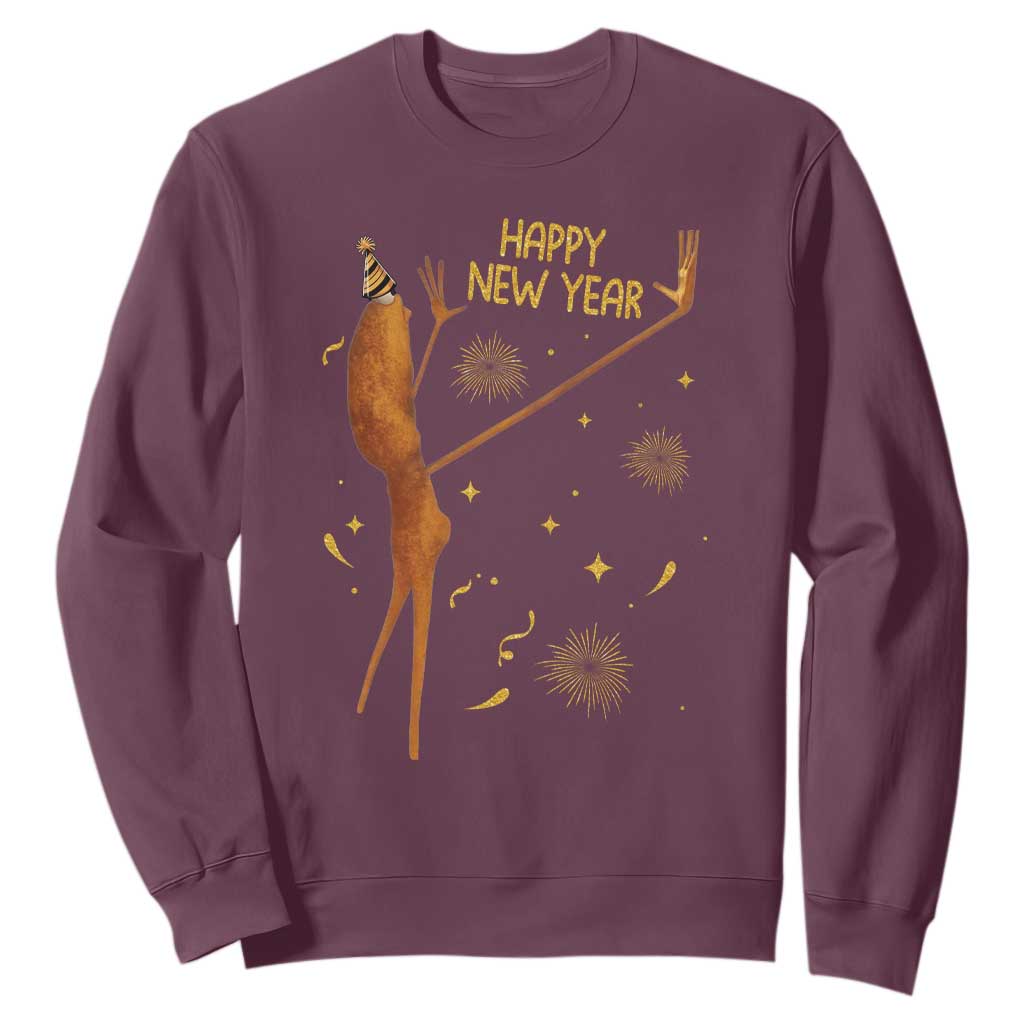 Funny Marcus The Worm New Year Sweatshirt Happy New Year NYE Party Firework TS11 Maroon Print Your Wear