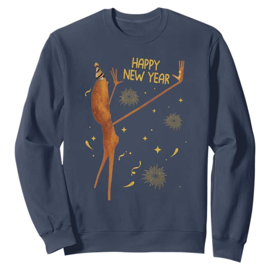 Funny Marcus The Worm New Year Sweatshirt Happy New Year NYE Party Firework TS11 Navy Print Your Wear