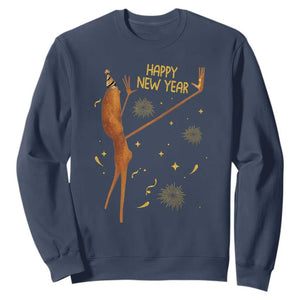 Funny Marcus The Worm New Year Sweatshirt Happy New Year NYE Party Firework TS11 Navy Print Your Wear