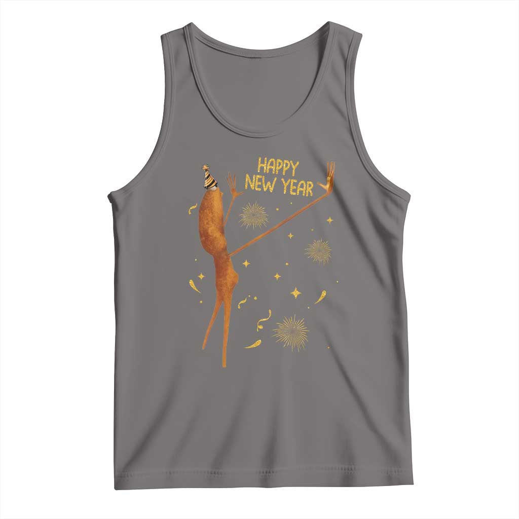 Funny Marcus The Worm New Year Tank Top Happy New Year NYE Party Firework TS11 Deep Heather Print Your Wear