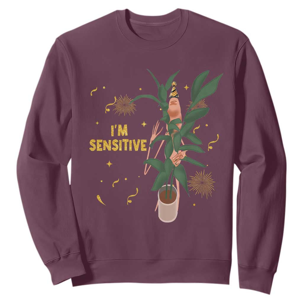 Funny Marcus The Worm New Year Sweatshirt I Am Sensitive NYE Party Firework TS11 Maroon Print Your Wear