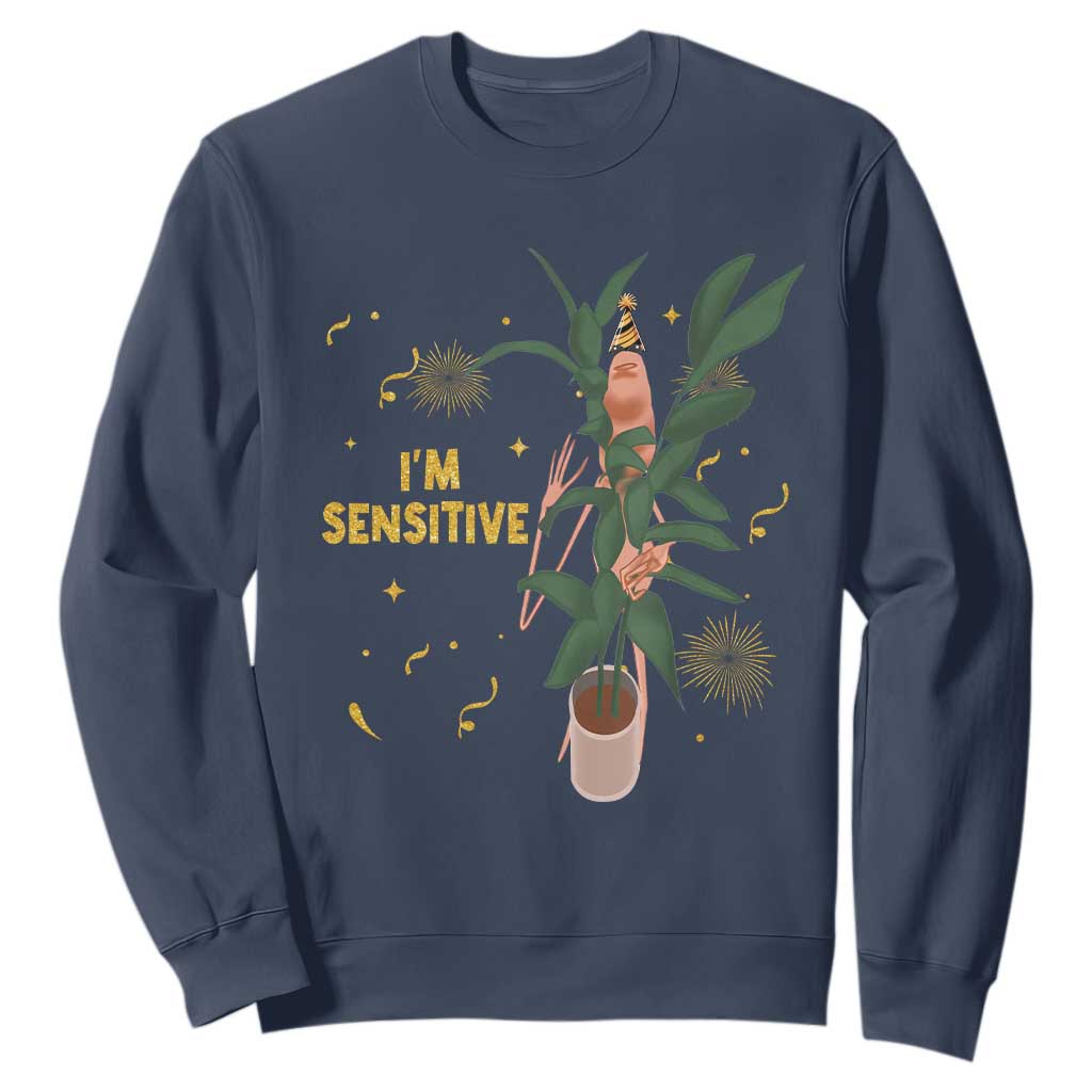 Funny Marcus The Worm New Year Sweatshirt I Am Sensitive NYE Party Firework TS11 Navy Print Your Wear