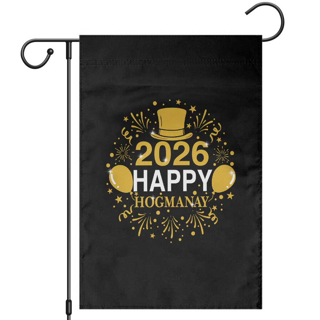 Scottish New Year 2026 Garden Flag Happy Hogmanay NYE Party TS11 Black Print Your Wear