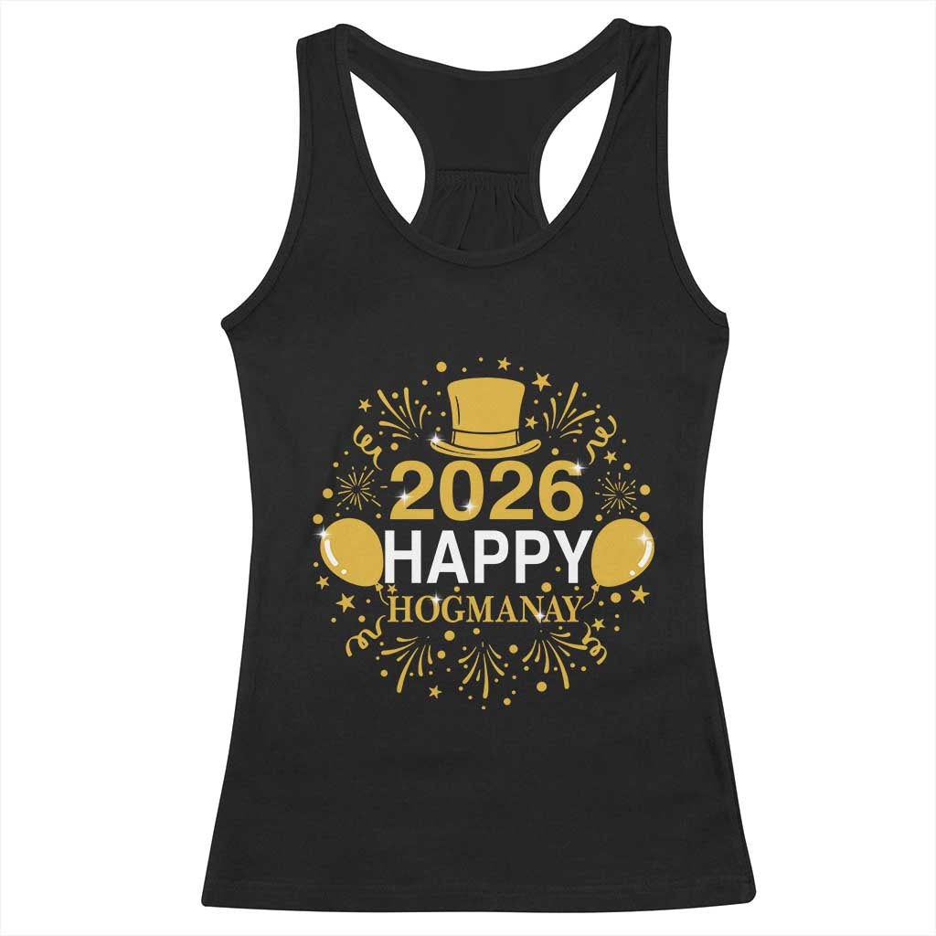Scottish New Year 2026 Racerback Tank Top Happy Hogmanay NYE Party TS11 Black Print Your Wear