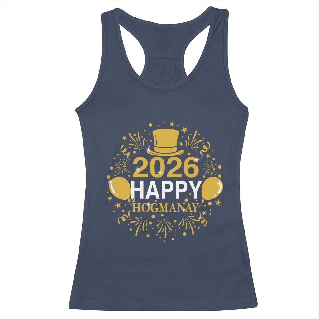 Scottish New Year 2026 Racerback Tank Top Happy Hogmanay NYE Party TS11 Navy Print Your Wear
