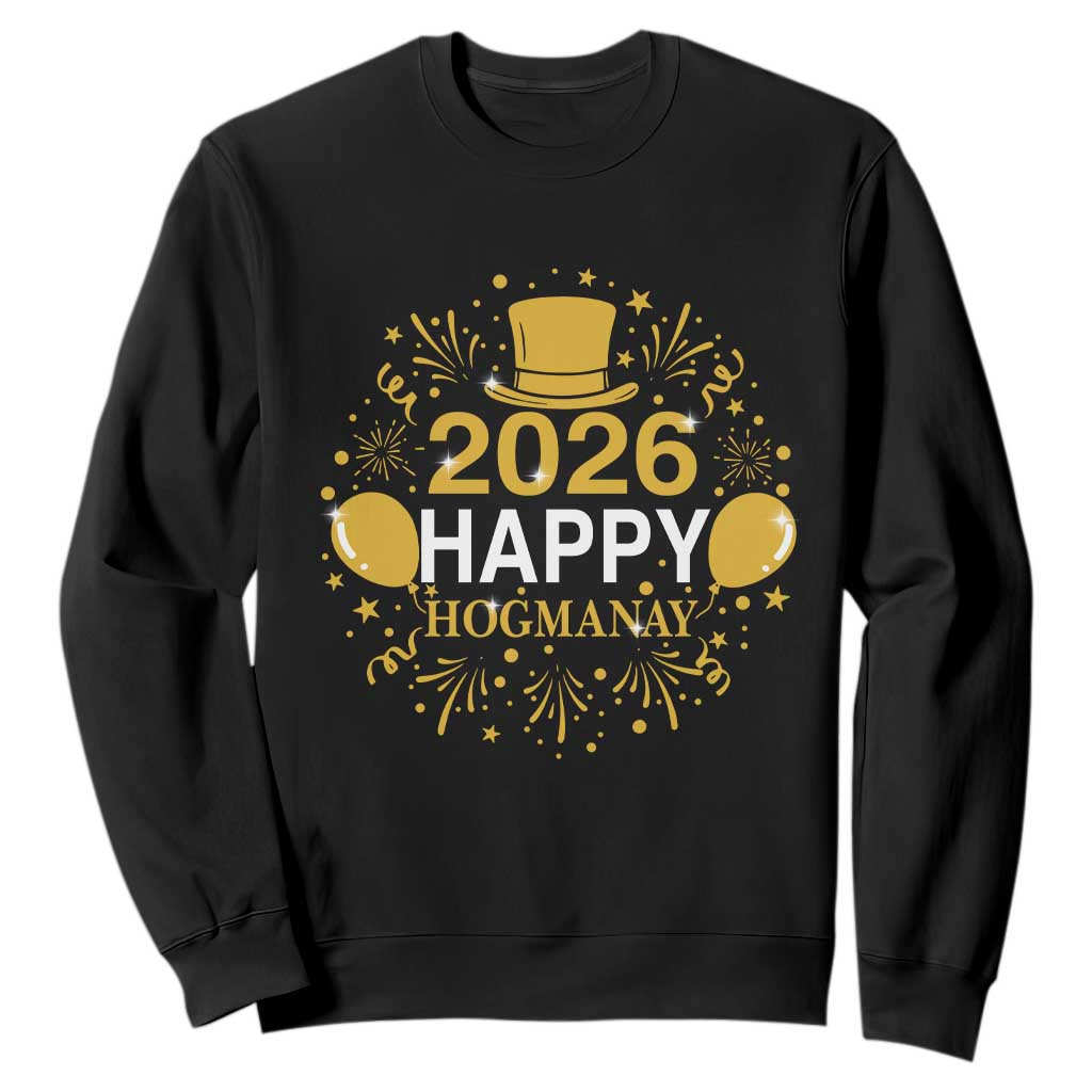 Scottish New Year 2026 Sweatshirt Happy Hogmanay NYE Party TS11 Black Print Your Wear