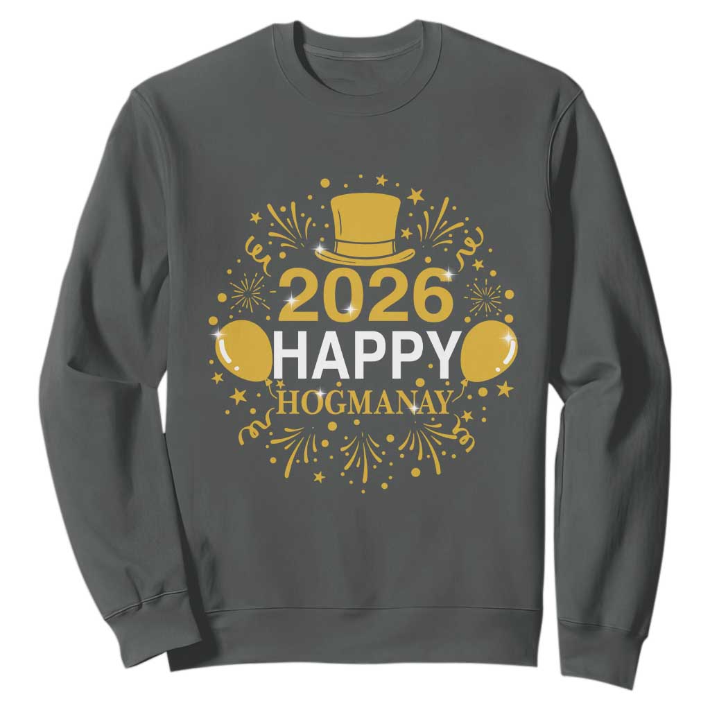 Scottish New Year 2026 Sweatshirt Happy Hogmanay NYE Party TS11 Dark Heather Print Your Wear