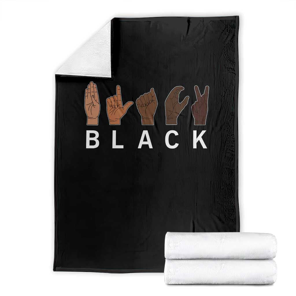 Black Asl Sign Language Hands Signs African American Month Throw Blanket TS11 Black Print Your Wear