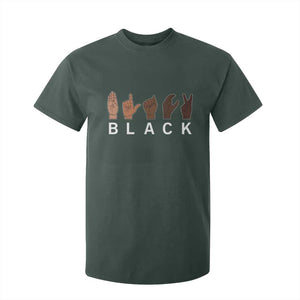 Black Asl Sign Language Hands Signs African American Month T Shirt For Kid TS11 Dark Forest Green Print Your Wear