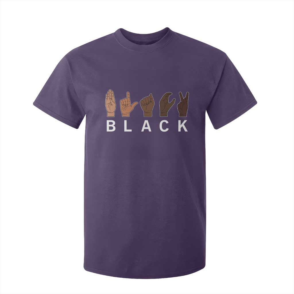 Black Asl Sign Language Hands Signs African American Month T Shirt For Kid TS11 Purple Print Your Wear
