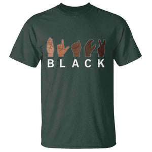 Black Asl Sign Language Hands Signs African American Month T Shirt TS11 Dark Forest Green Print Your Wear