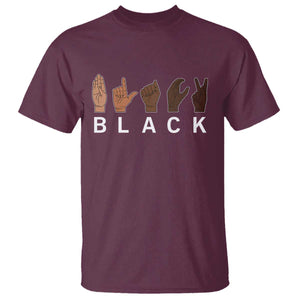 Black Asl Sign Language Hands Signs African American Month T Shirt TS11 Maroon Print Your Wear