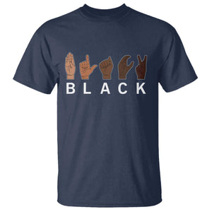 Black Asl Sign Language Hands Signs African American Month T Shirt TS11 Navy Print Your Wear