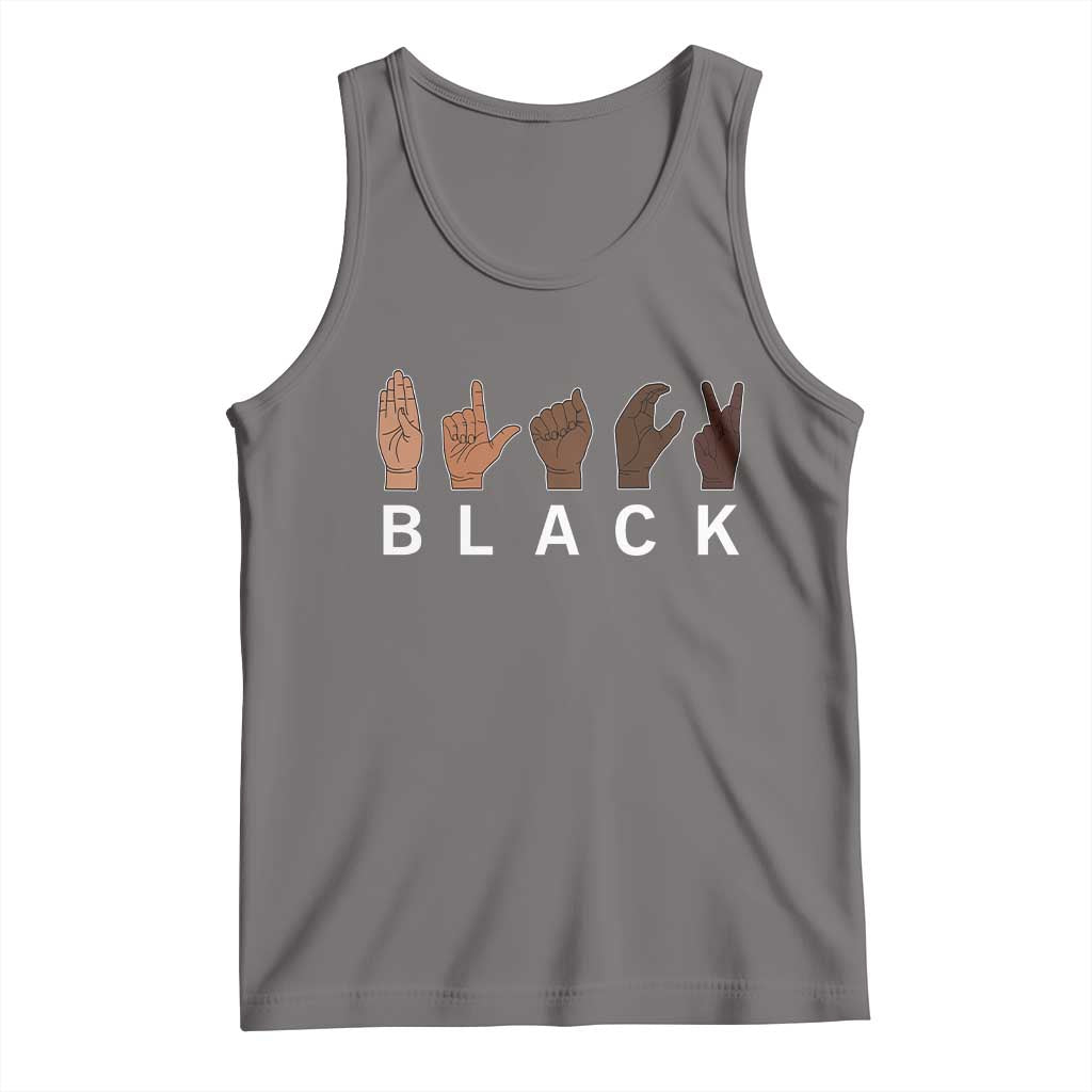Black Asl Sign Language Hands Signs African American Month Tank Top TS11 Deep Heather Print Your Wear