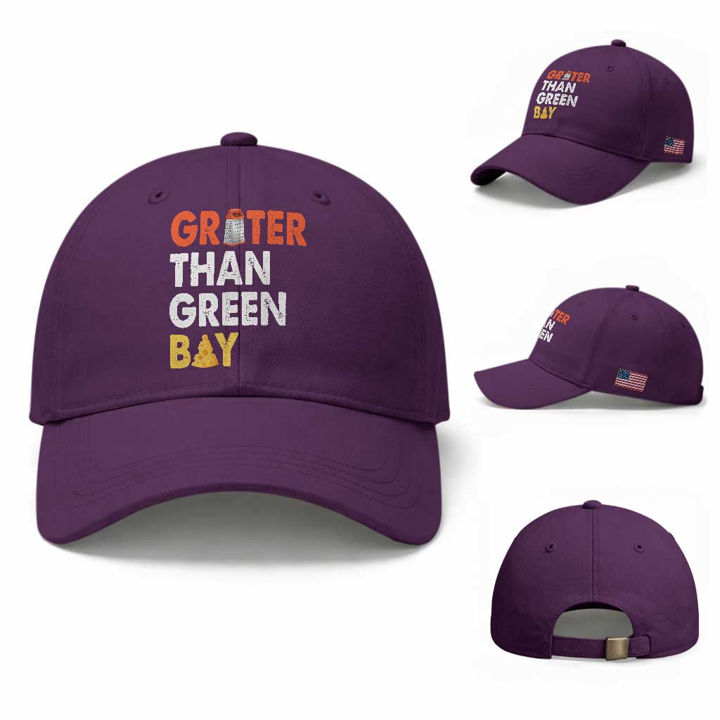 Funny Greater Than Green Bay Cheese Grate Baseball Cap TS11 Baseball Cap Universal Fit Purple Print Your Wear