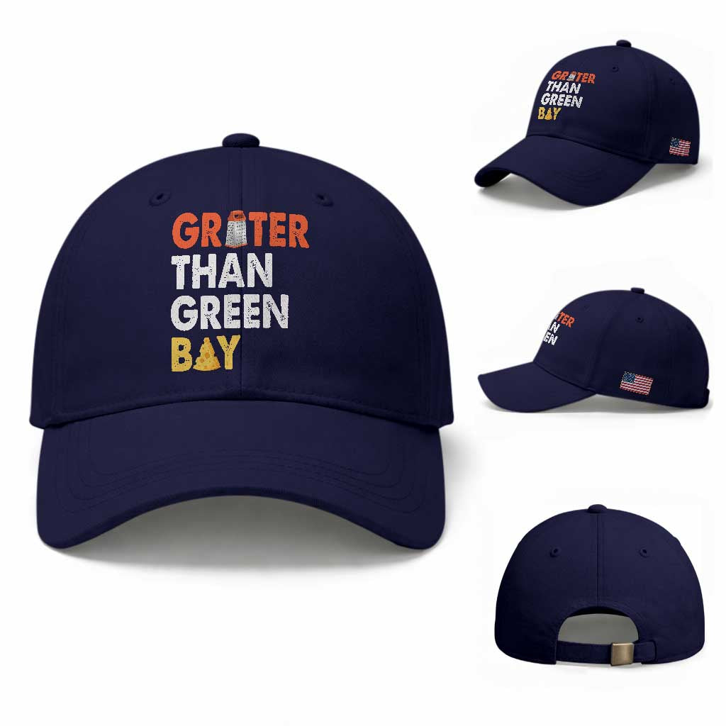 Funny Greater Than Green Bay Cheese Grate Baseball Cap TS11 Baseball Cap Universal Fit Dark Blue Print Your Wear