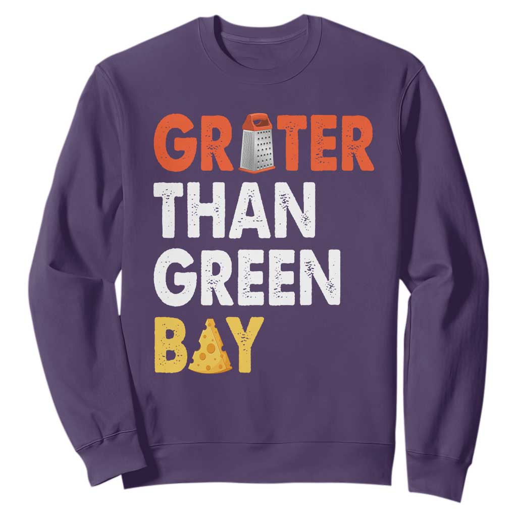 Funny Greater Than Green Bay Cheese Grate Sweatshirt TS11 Purple Print Your Wear