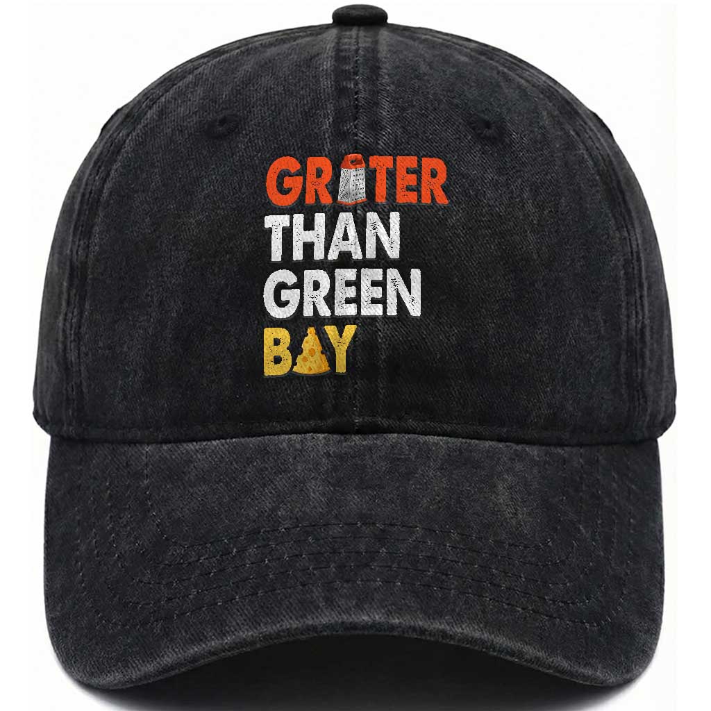 Funny Greater Than Green Bay Cheese Grate Washed Cotton Baseball Cap TS11 Print Your Wear