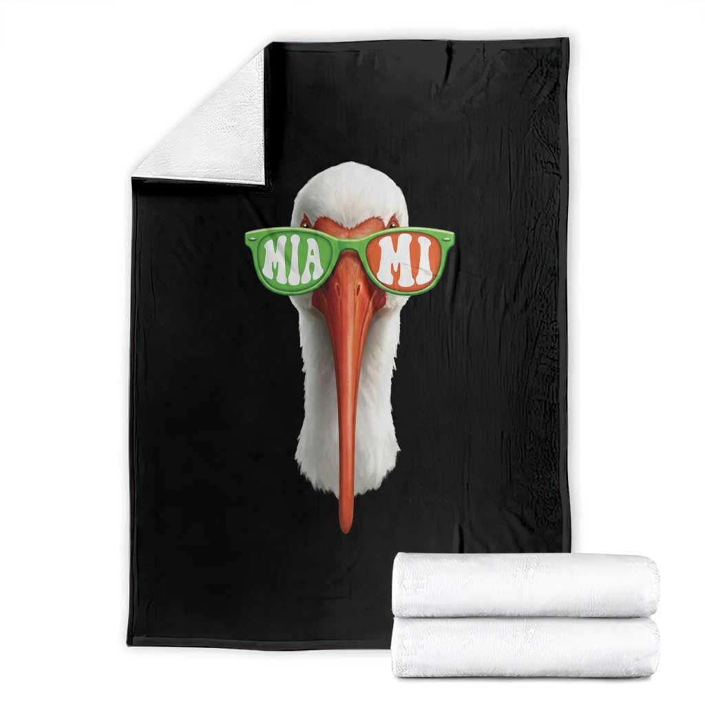 Vintage Miami White Ibis with Sunglasses Throw Blanket TS11 Black Print Your Wear