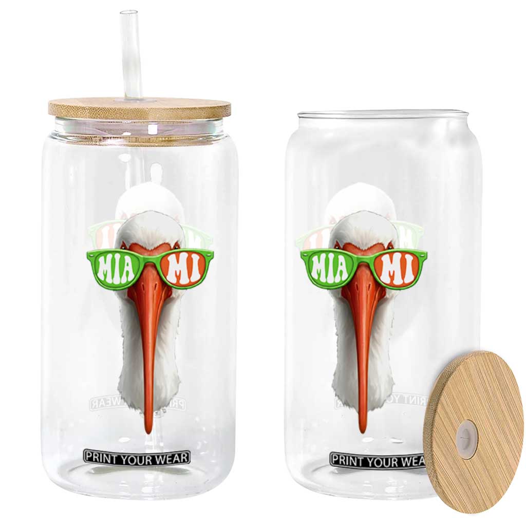 Vintage Miami White Ibis with Sunglasses Glass Can TS11 Print Your Wear