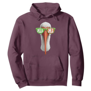 Vintage Miami White Ibis with Sunglasses Hoodie TS11 Maroon Print Your Wear