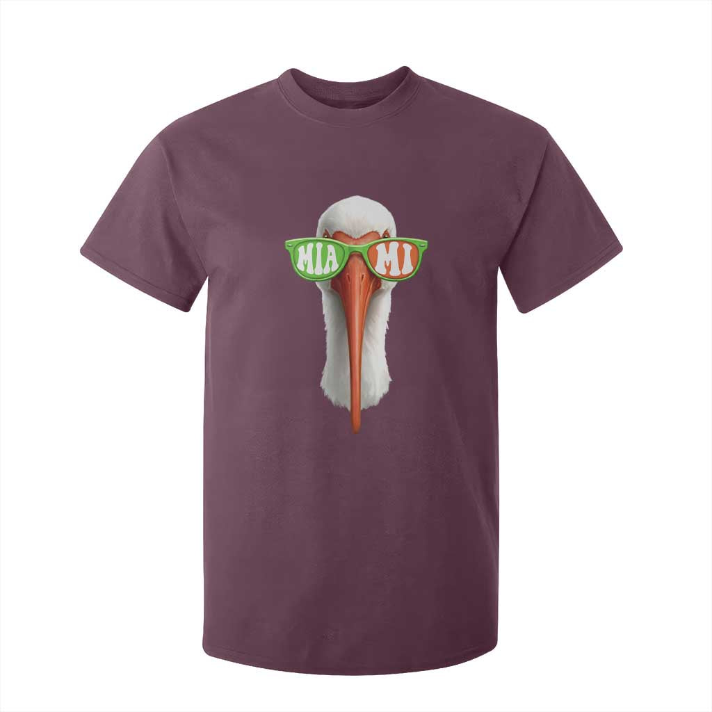 Vintage Miami White Ibis with Sunglasses T Shirt For Kid TS11 Maroon Print Your Wear