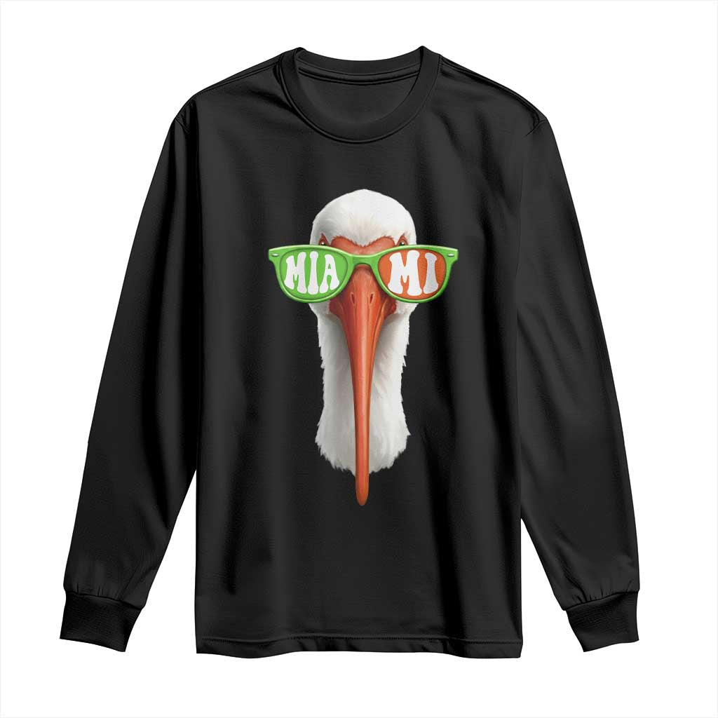Vintage Miami White Ibis with Sunglasses Long Sleeve Shirt TS11 Black Print Your Wear