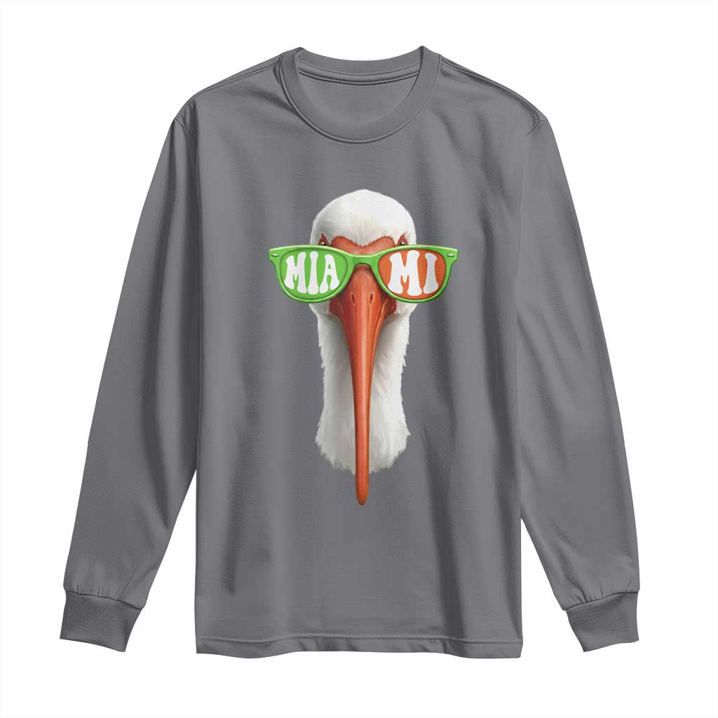 Vintage Miami White Ibis with Sunglasses Long Sleeve Shirt TS11 Charcoal Print Your Wear