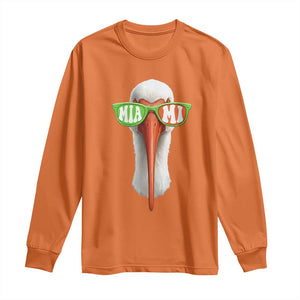 Vintage Miami White Ibis with Sunglasses Long Sleeve Shirt TS11 Orange Print Your Wear