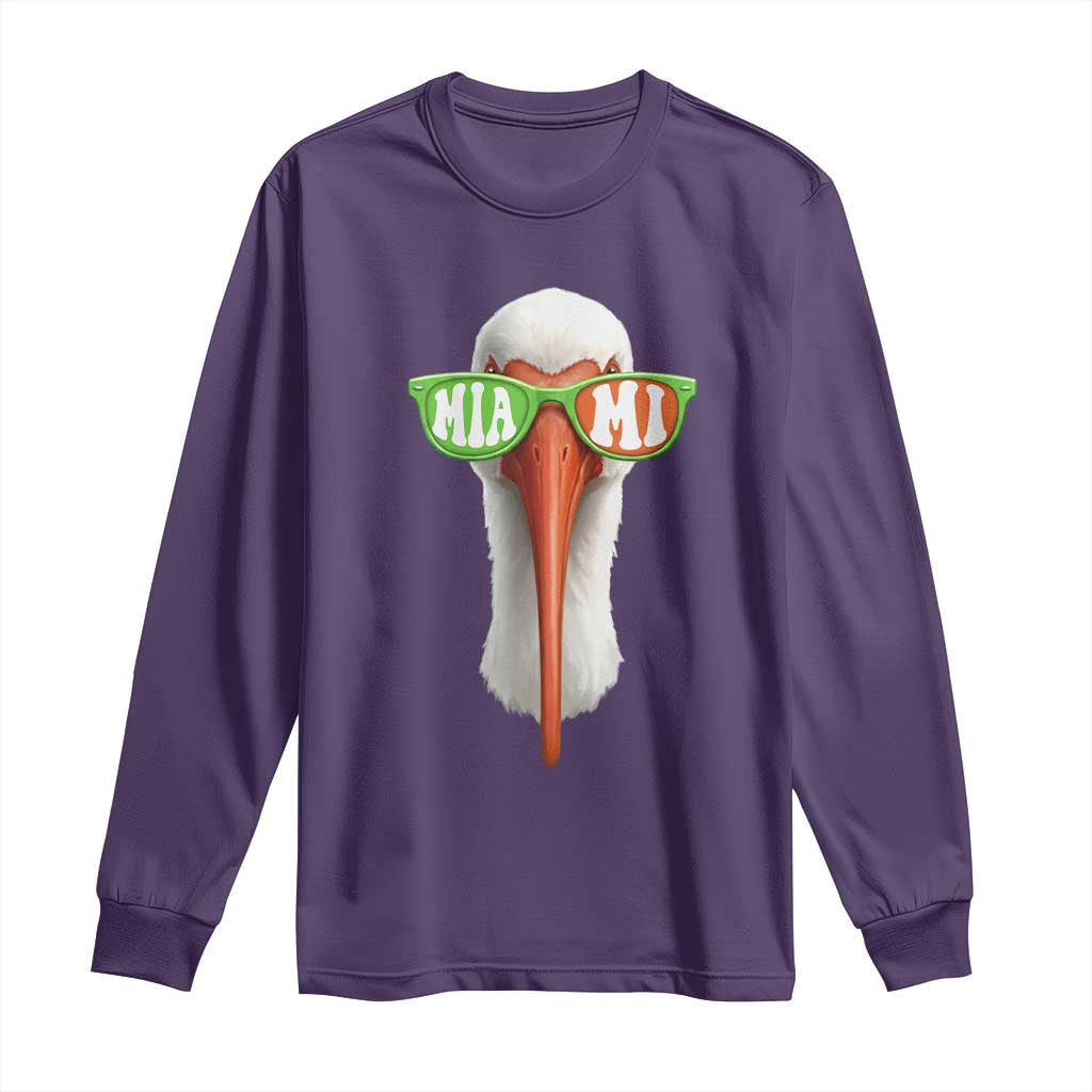 Vintage Miami White Ibis with Sunglasses Long Sleeve Shirt TS11 Purple Print Your Wear