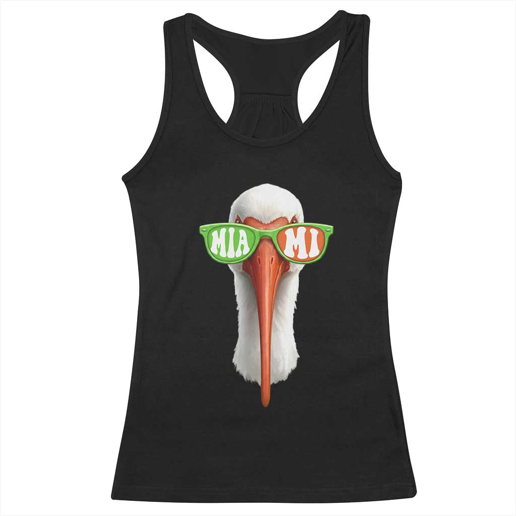 Vintage Miami White Ibis with Sunglasses Racerback Tank Top TS11 Black Print Your Wear