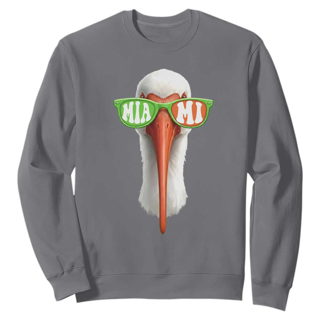 Vintage Miami White Ibis with Sunglasses Sweatshirt TS11 Charcoal Print Your Wear