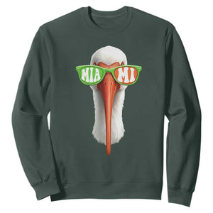Vintage Miami White Ibis with Sunglasses Sweatshirt TS11 Dark Forest Green Print Your Wear