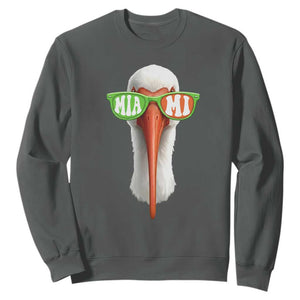 Vintage Miami White Ibis with Sunglasses Sweatshirt TS11 Dark Heather Print Your Wear