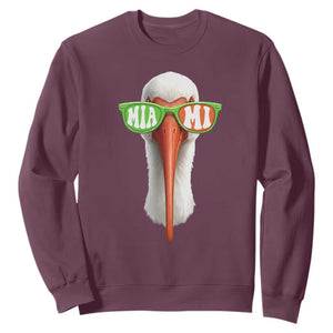 Vintage Miami White Ibis with Sunglasses Sweatshirt TS11 Maroon Print Your Wear