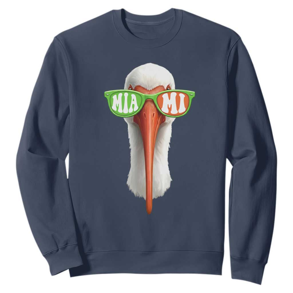 Vintage Miami White Ibis with Sunglasses Sweatshirt TS11 Navy Print Your Wear