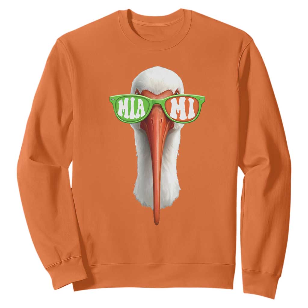 Vintage Miami White Ibis with Sunglasses Sweatshirt TS11 Orange Print Your Wear