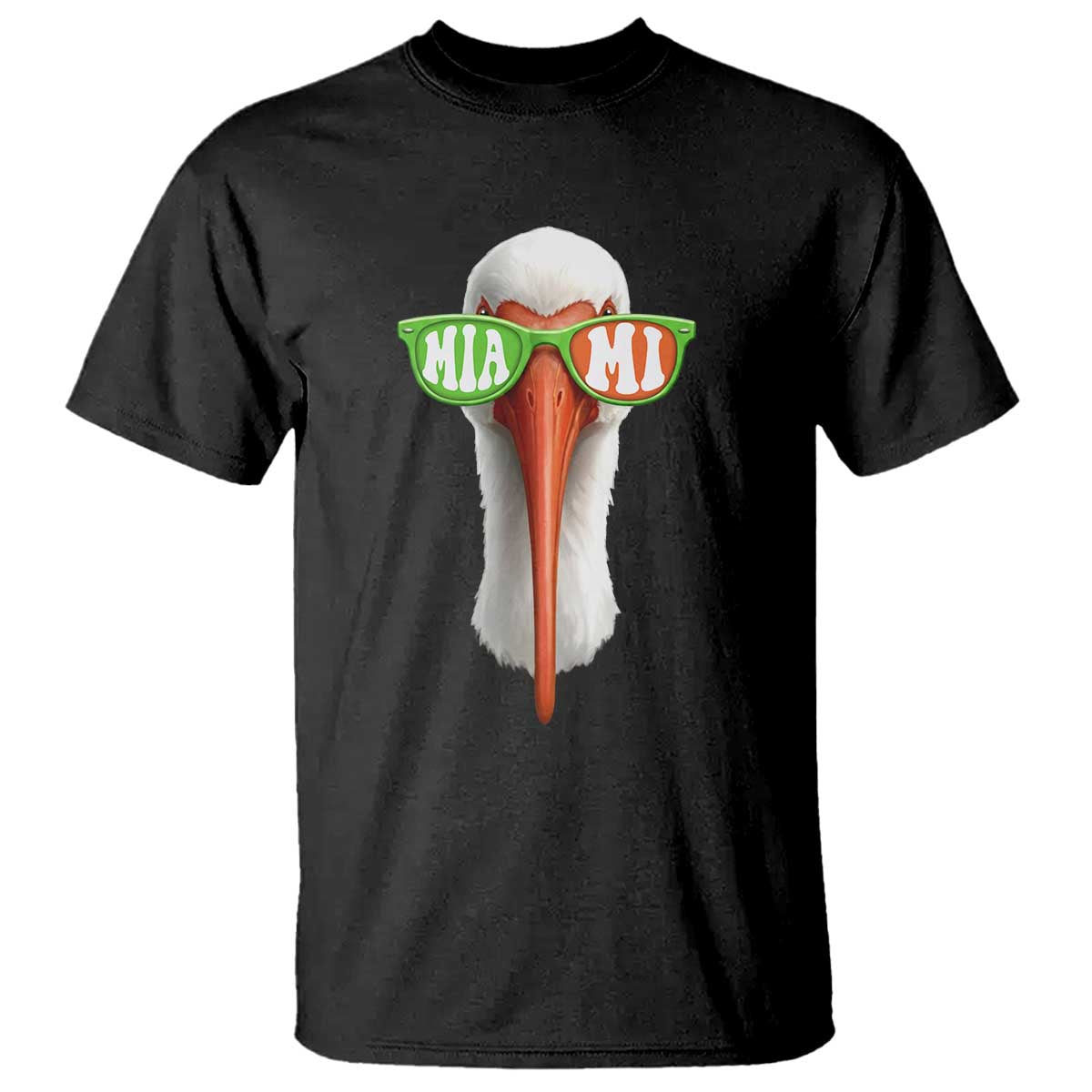 Vintage Miami White Ibis with Sunglasses T Shirt TS11 Black Print Your Wear