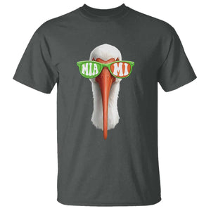 Vintage Miami White Ibis with Sunglasses T Shirt TS11 Dark Heather Print Your Wear