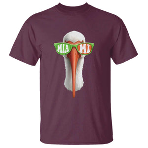 Vintage Miami White Ibis with Sunglasses T Shirt TS11 Maroon Print Your Wear