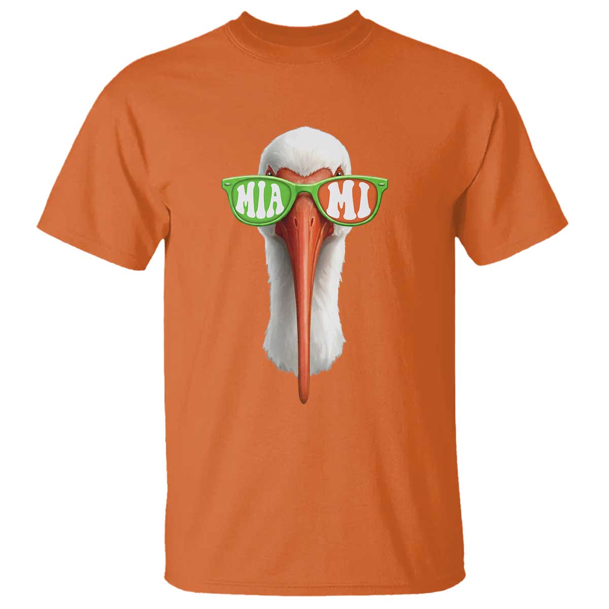 Vintage Miami White Ibis with Sunglasses T Shirt TS11 Orange Print Your Wear