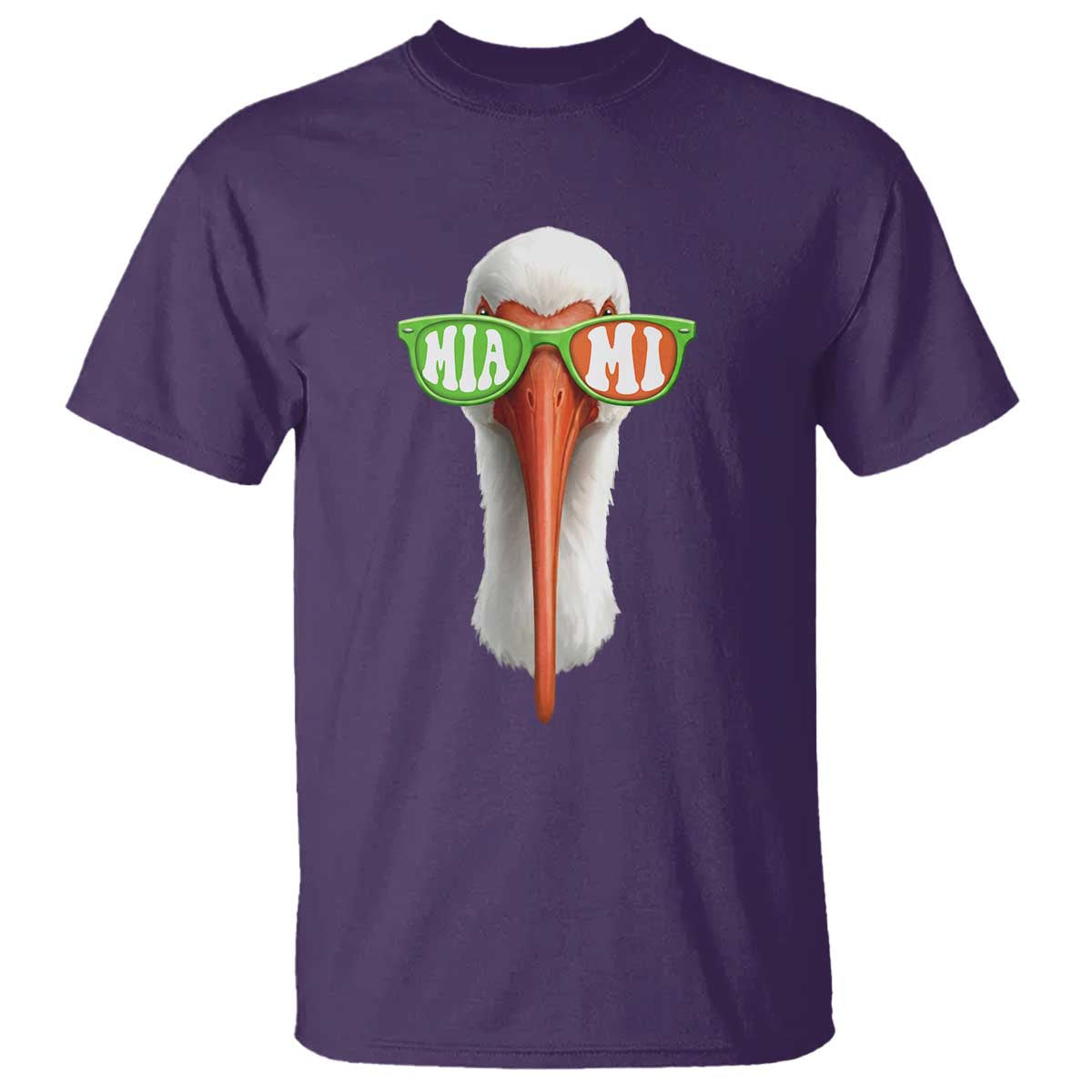 Vintage Miami White Ibis with Sunglasses T Shirt TS11 Purple Print Your Wear