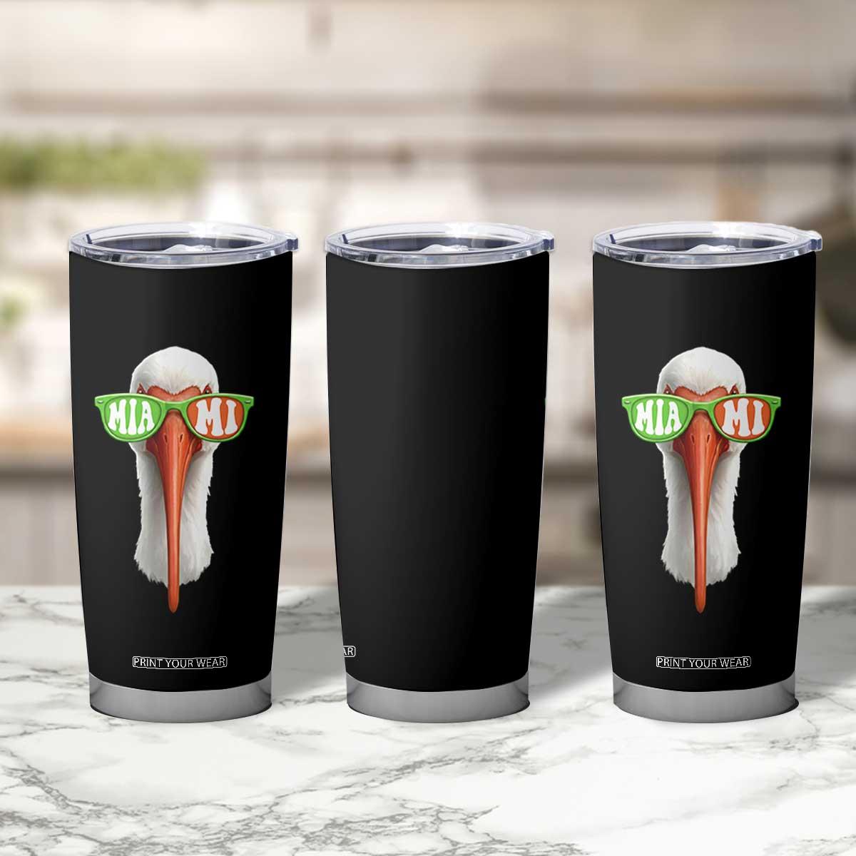 Vintage Miami White Ibis with Sunglasses Tumbler Cup TS11 Print Your Wear