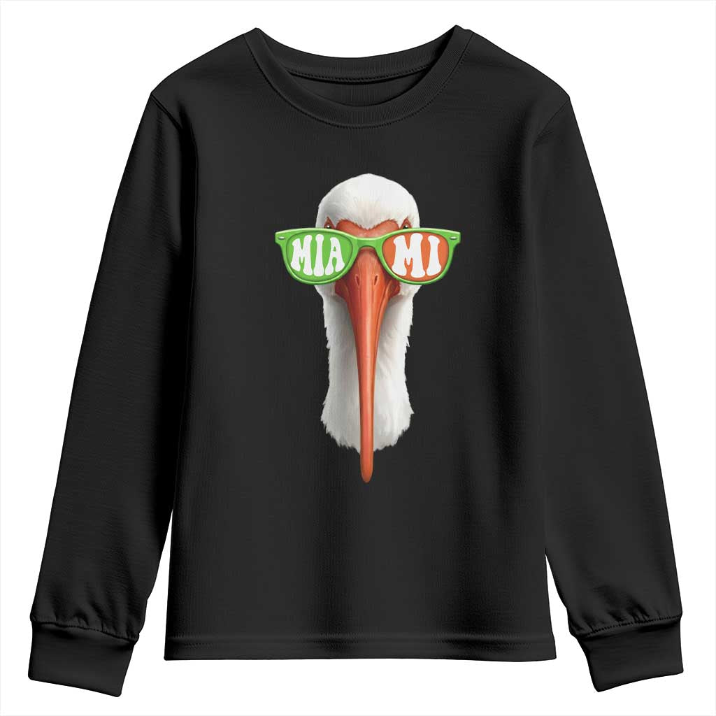 Vintage Miami White Ibis with Sunglasses Youth Sweatshirt TS11 Black Print Your Wear
