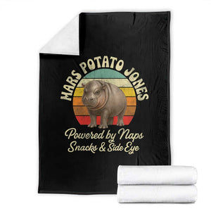 Funny Mars Potato Jones Throw Blanket Powered by Naps Snacks Side Eye Pygmy Hippo TS11 Black Print Your Wear
