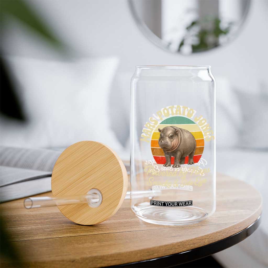 Funny Mars Potato Jones Glass Can Powered by Naps Snacks Side Eye Pygmy Hippo TS11 Print Your Wear