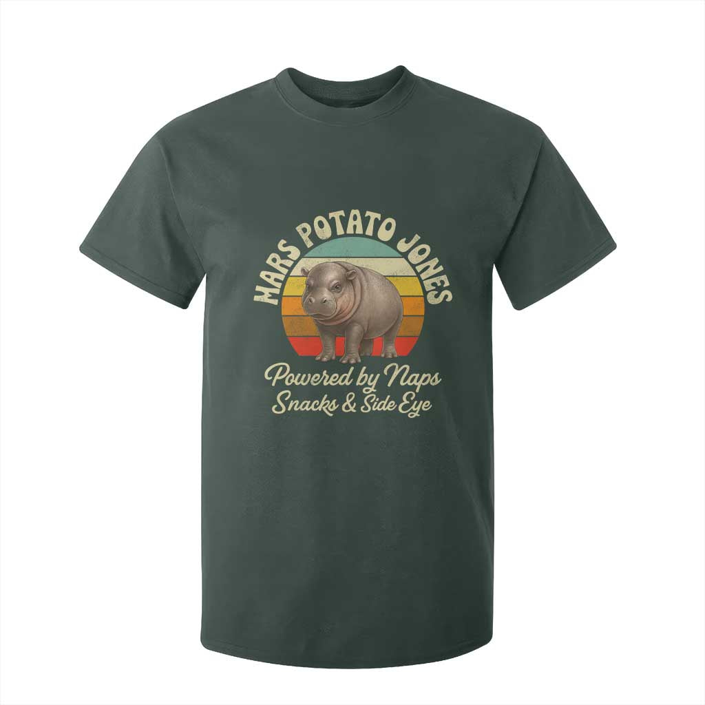Funny Mars Potato Jones T Shirt For Kid Powered by Naps Snacks Side Eye Pygmy Hippo TS11 Dark Forest Green Print Your Wear